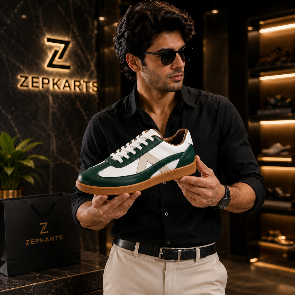 Premium Green & White Casual Sneakers for Men | Stylish Everyday Comfort Shoes