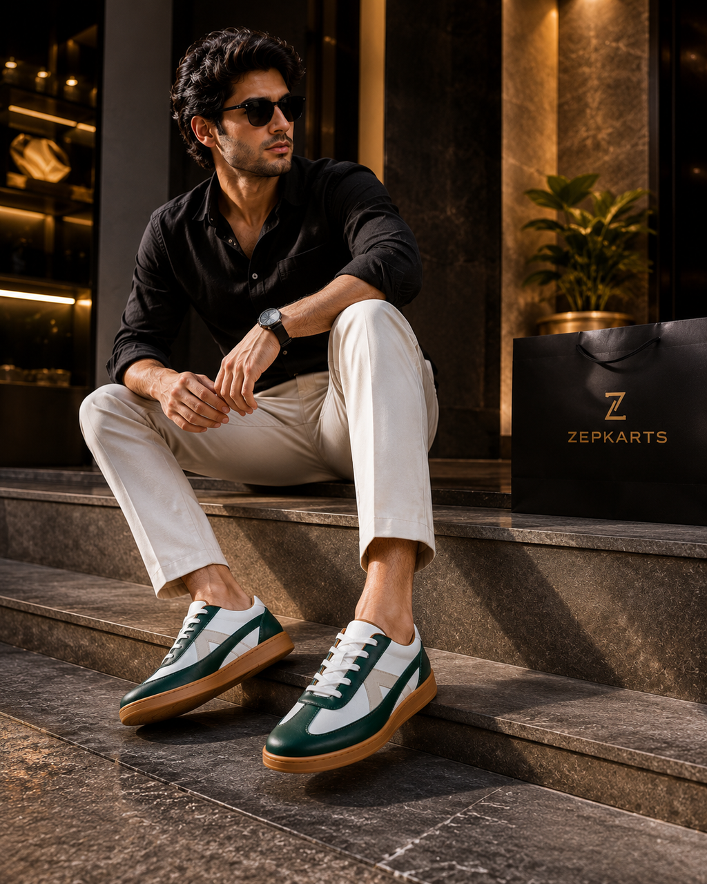 Premium Green & White Casual Sneakers for Men | Stylish Everyday Comfort Shoes